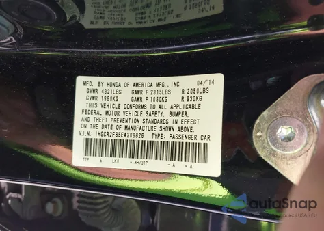 2014 Honda Accord Ex-L z USA, uszkodzony, nr VIN 1HGCR2F85EA208826